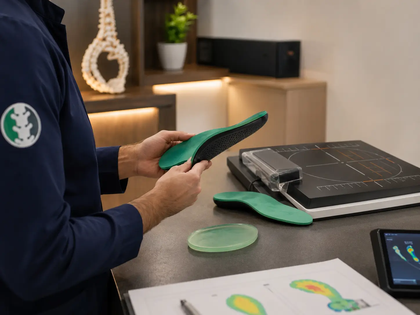 Palmilhas personalizadas avaliadas em clínica de fisioterapia